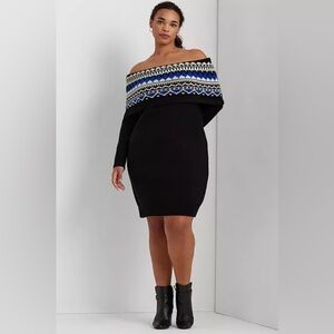 Lauren Ralph Lauren
Plus Size Off-The-Shoulder Fair Isle Sweater Dress